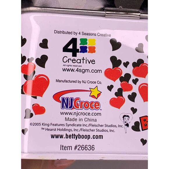 Betty Boop Tin Lunch Box Pudgy Dog NJ Croce Co. Black Red #26636 Collectible - Picture 7 of 8